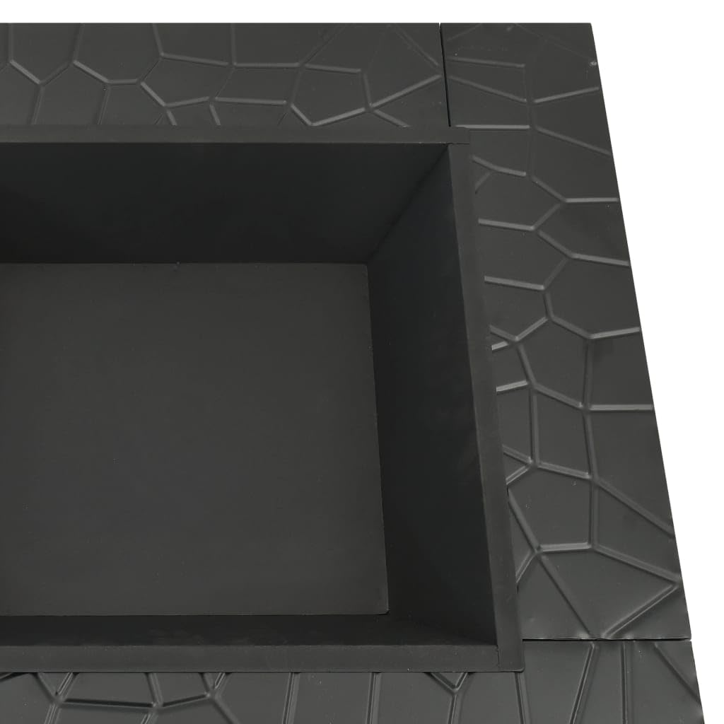 32 Inch Black Steel Square Outdoor Fire Pit G6153