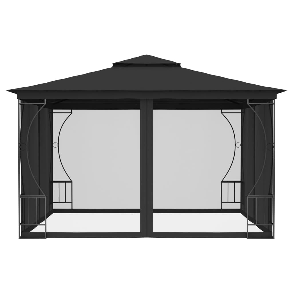 Anthracite Steel Frame Gazebo with Nets 9.8x9.8x8.7ft R397047