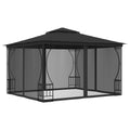 Anthracite Steel Frame Gazebo with Nets 9.8x9.8x8.7ft R397047