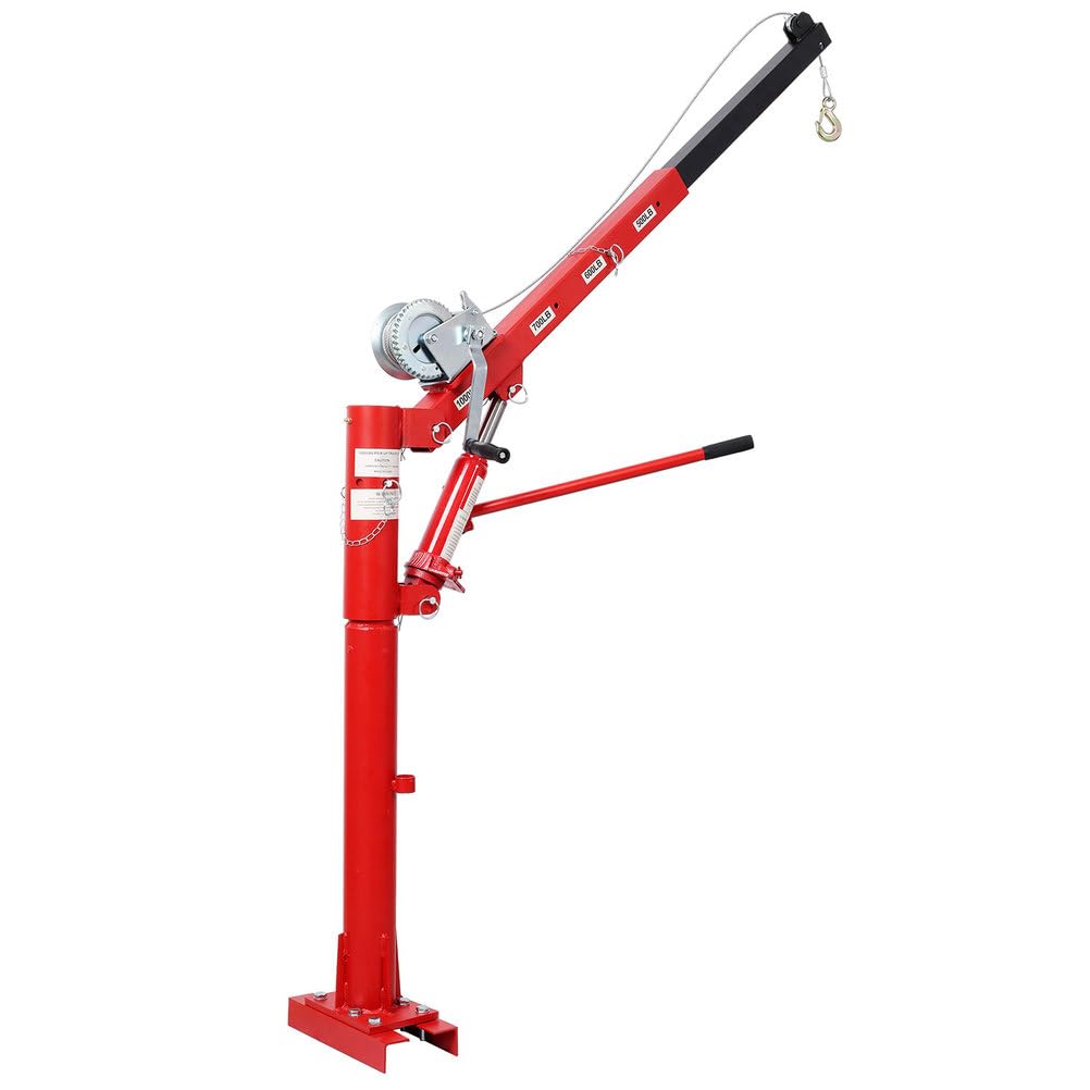 Pickup Truck Crane with Manual Winch, 1000 lb Capacity, Adjustable Boom, 360° Swivel Base, Heavy Duty Steel H787563
