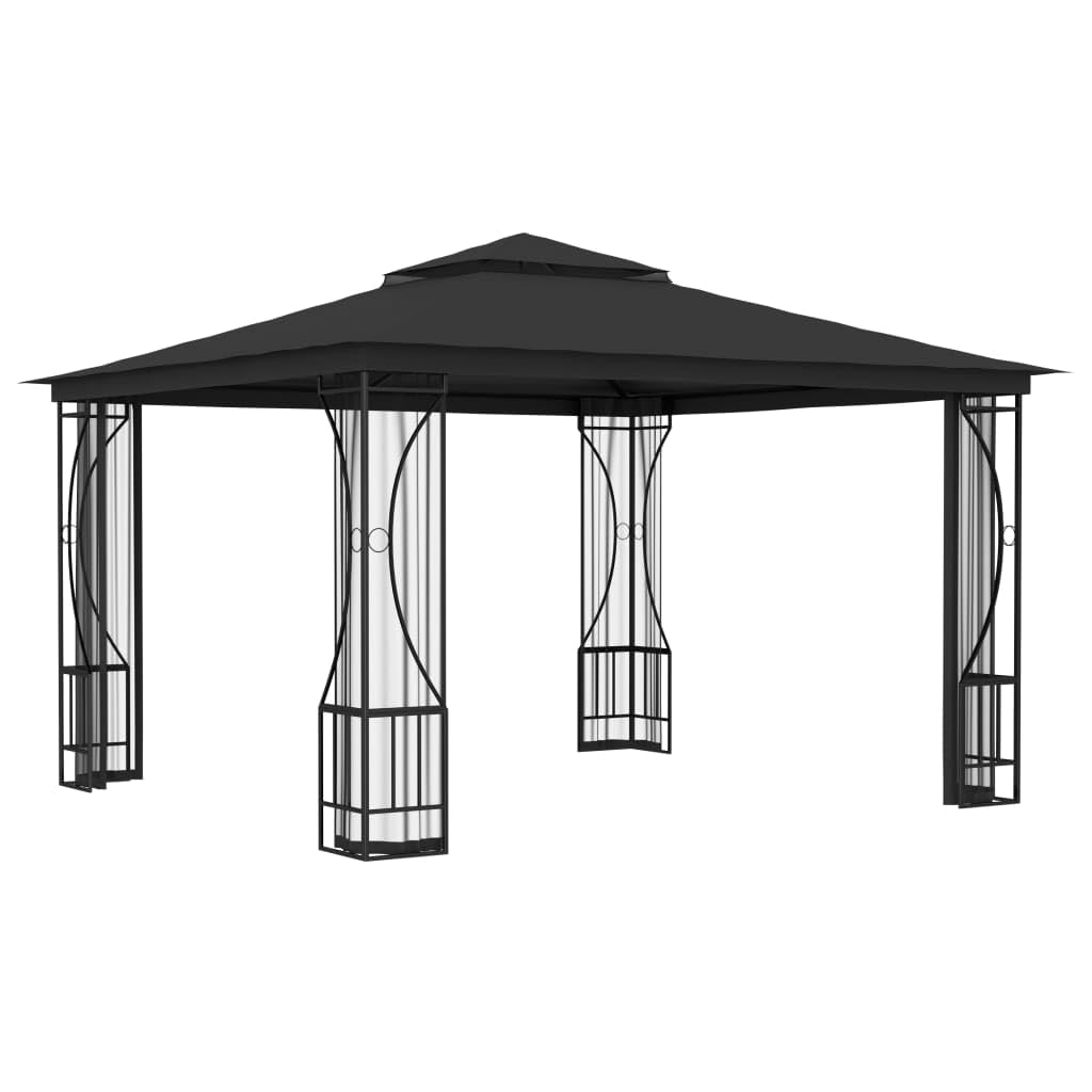 Anthracite Steel Frame Gazebo with Nets 9.8x9.8x8.7ft R397047