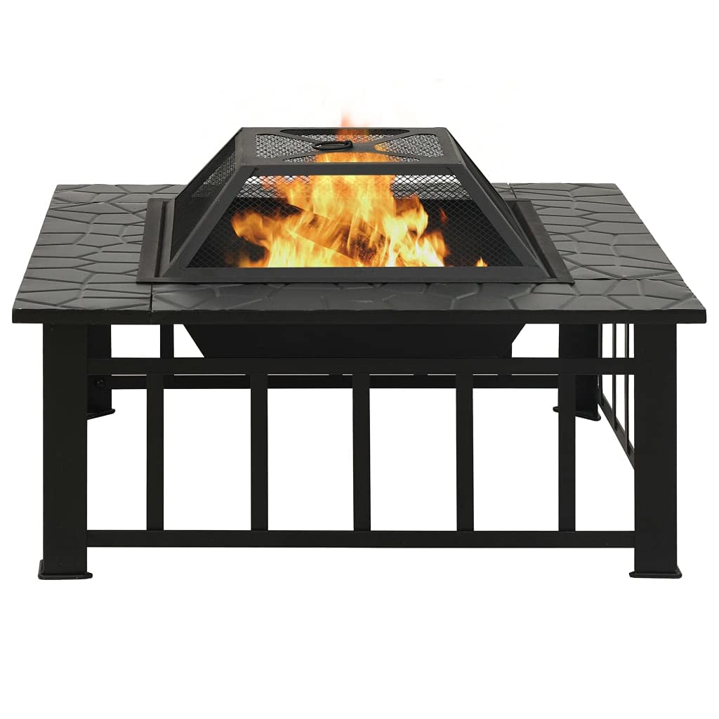 32 Inch Black Steel Square Outdoor Fire Pit G6153