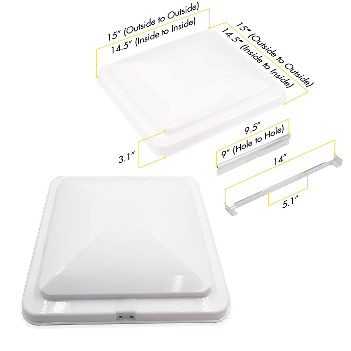 14" x 14" RV Roof Vent Lid Cover 2 Pack Impact-Resistant I6281