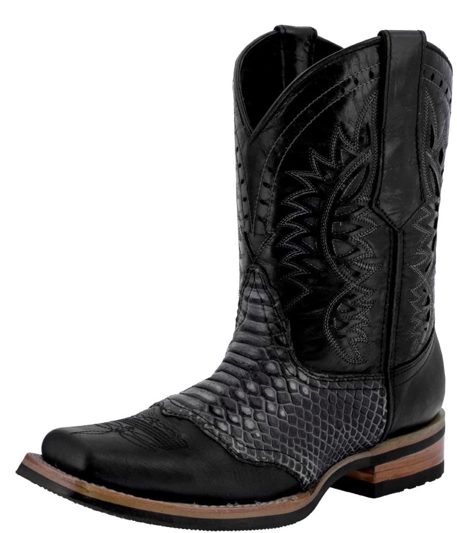 Black Leather Cowboy Boots J915556