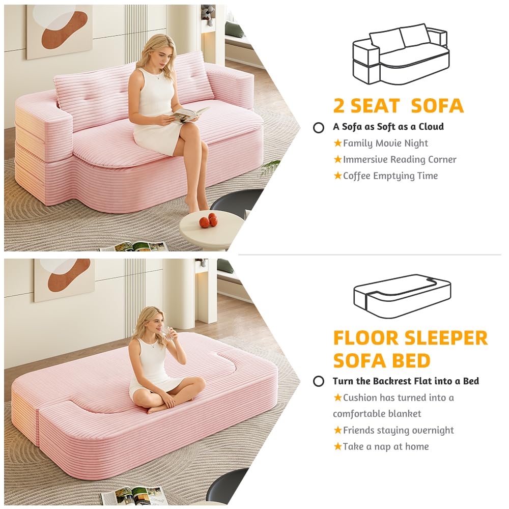 King Size Corduroy Futon Sofa Bed O896379
