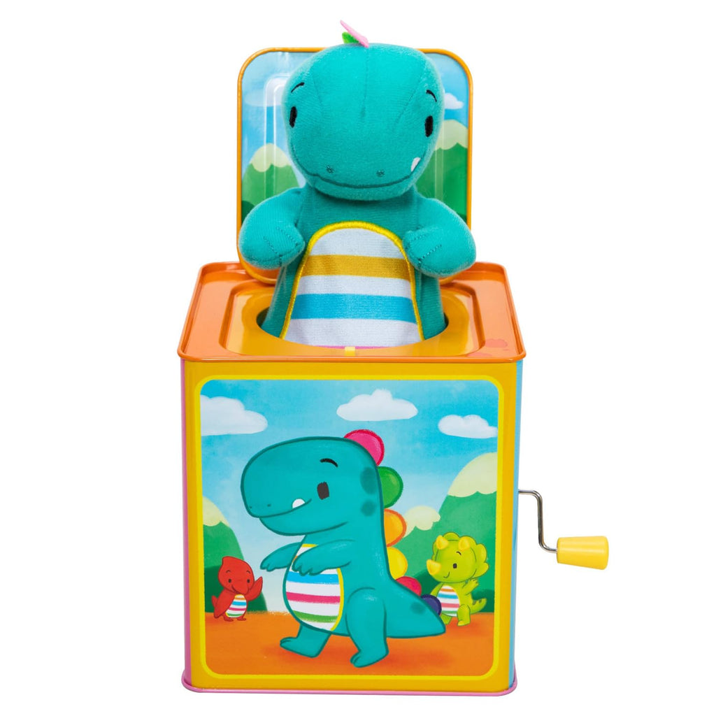 Baby Dino Jack in The Box Tin Musical Popping Toy R555373