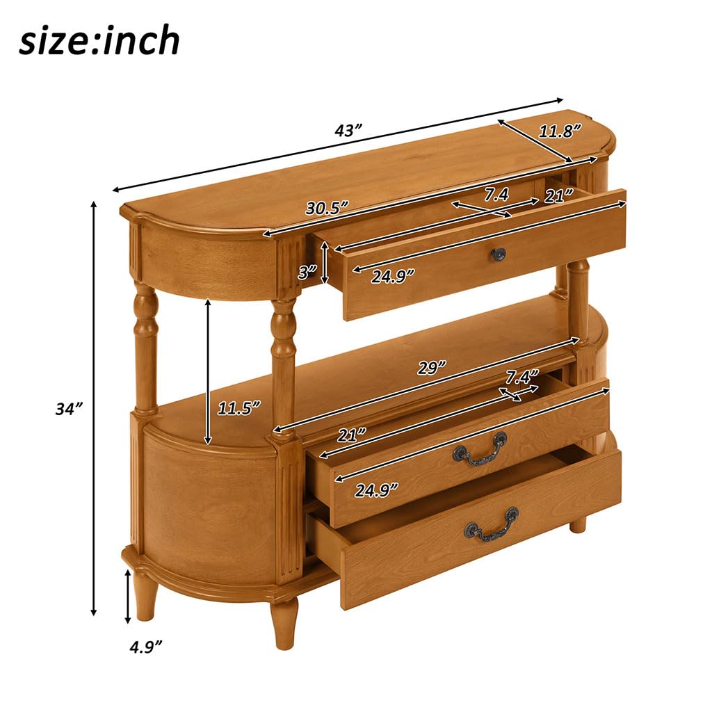 Solid Wood Console Table with 3 Drawers T1779