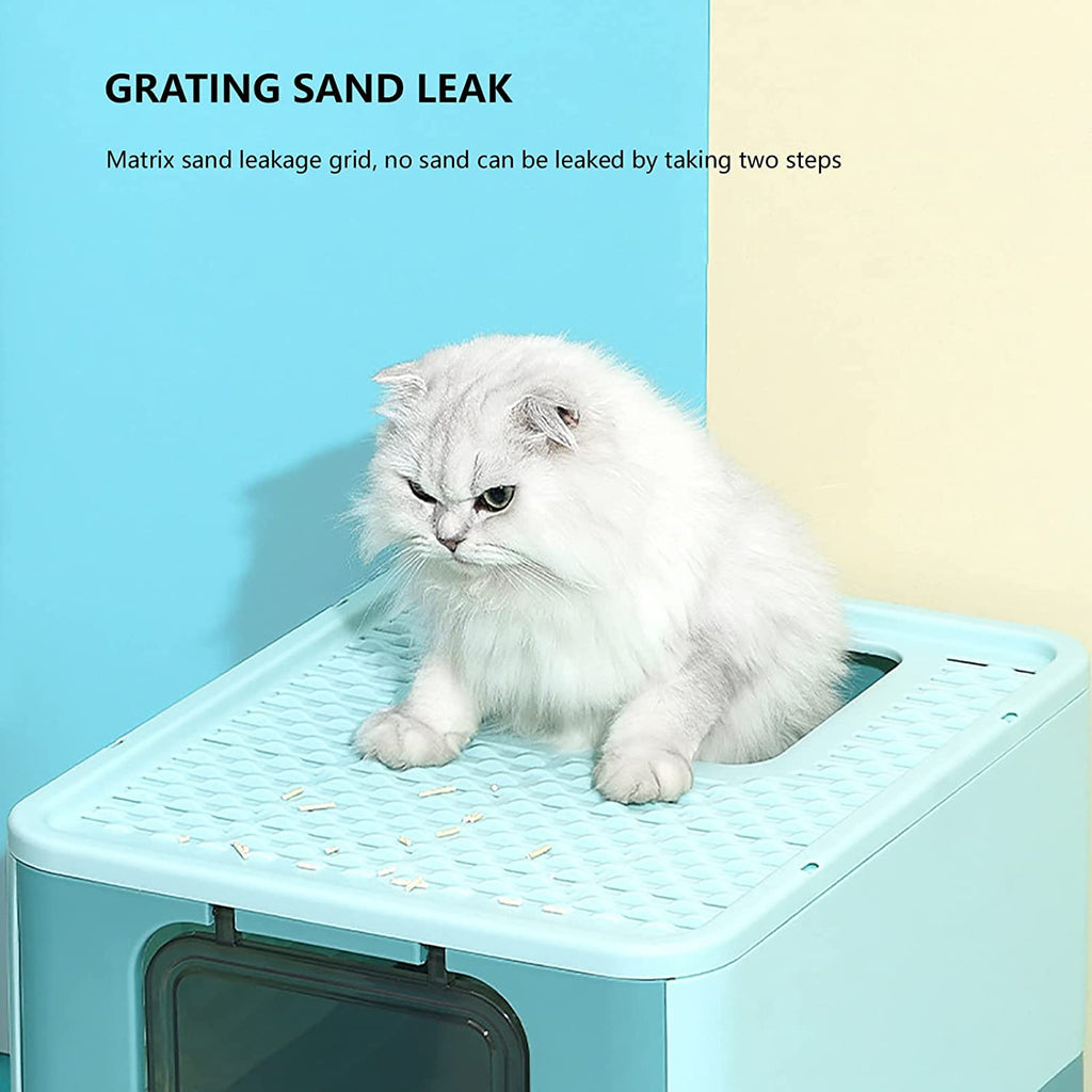 Foldable Large Top Entry Anti-Splashing Cat Litter Box with Lid and Scoop B3029