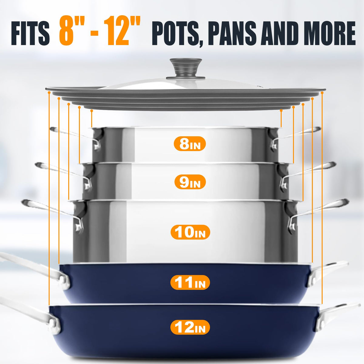 Tempered Glass Universal Lid for Pots, Pans and Skillets Q416