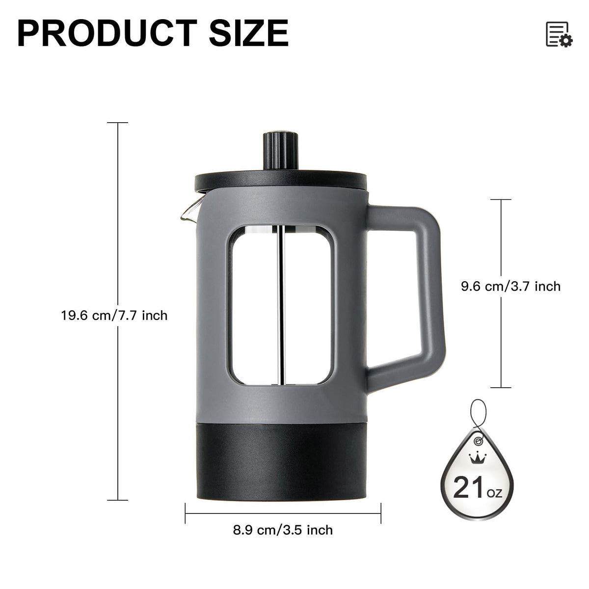 21 oz Heat-resistant Borosilicate Glass French Press Coffee Maker M5983