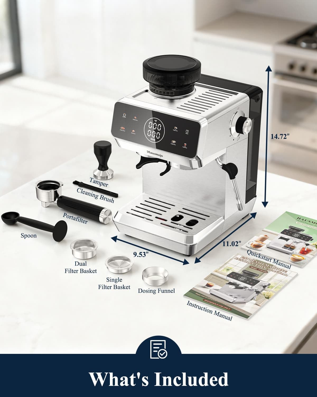 Espresso Machine with Burr Grinder and Steam Wand E64705
