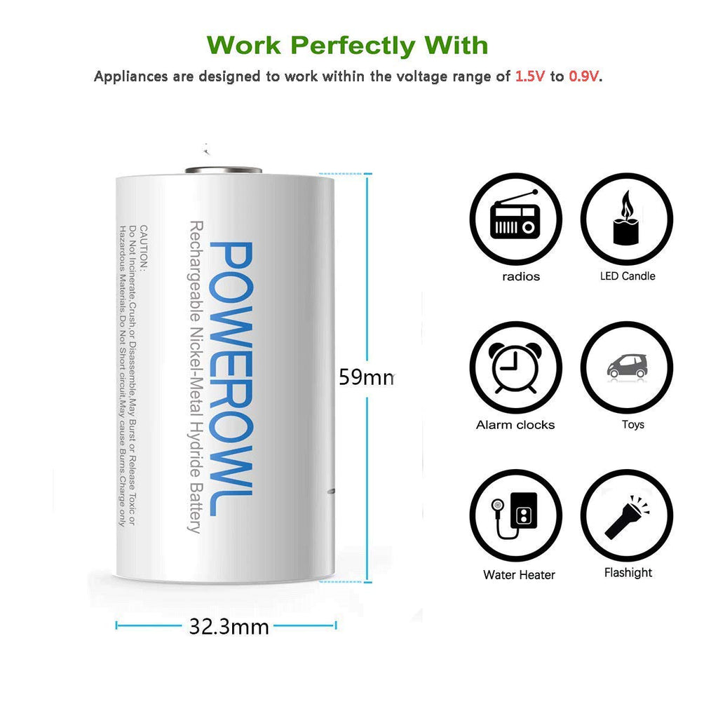 Rechargeable D Batteries 10000mah NiMH 4 Count U31154