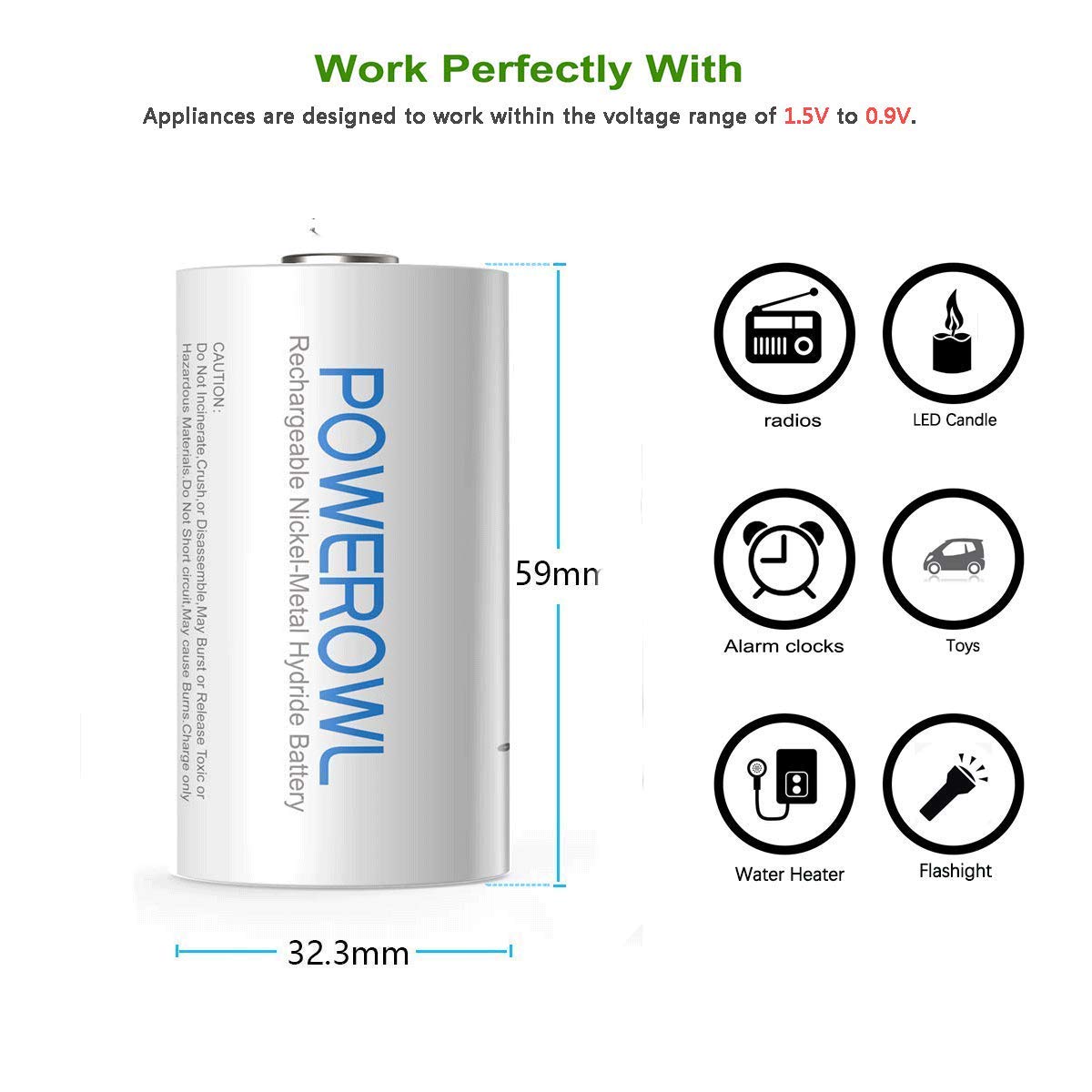 Rechargeable D Batteries 10000mah NiMH 4 Count U31154