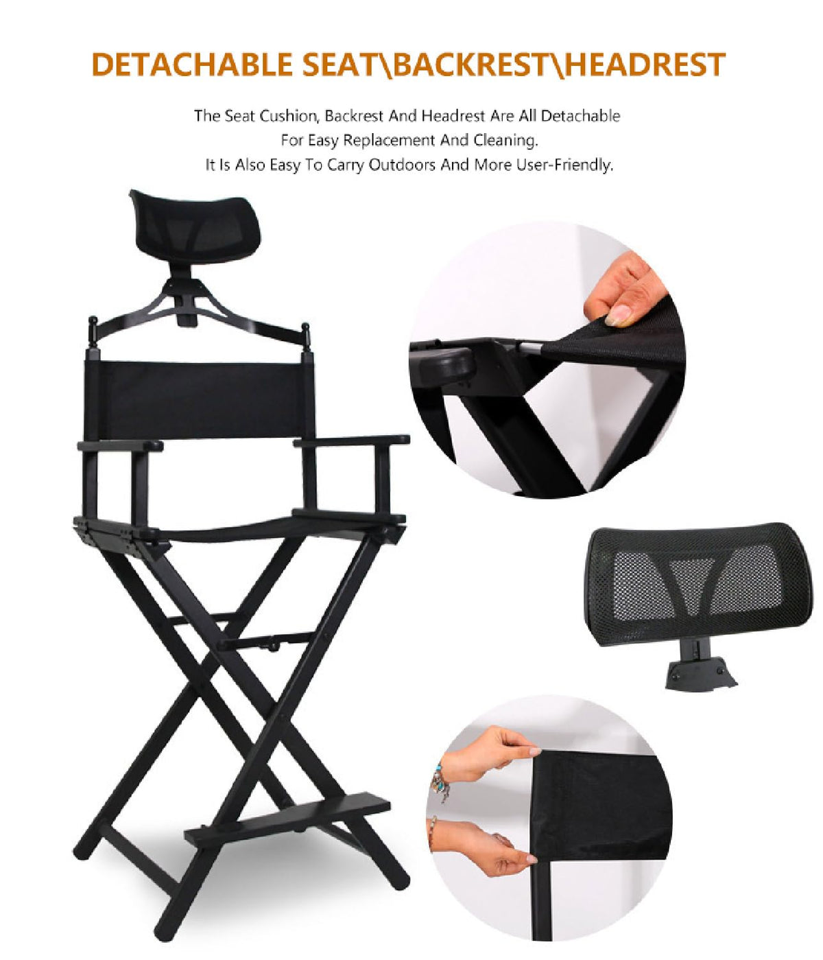 Extra Tall Foldable Makeup Artist Stool Chair E827441