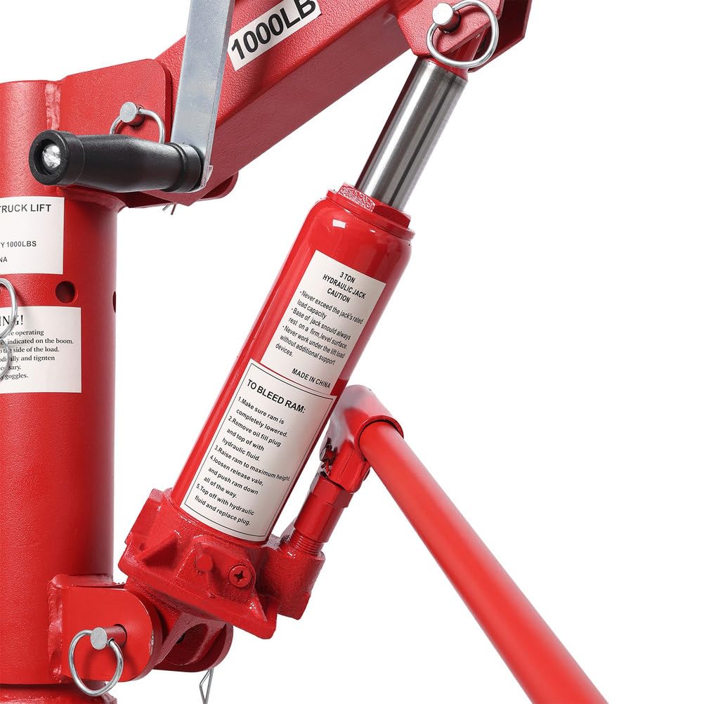 Pickup Truck Crane with Manual Winch, 1000 lb Capacity, Adjustable Boom, 360° Swivel Base, Heavy Duty Steel H787563