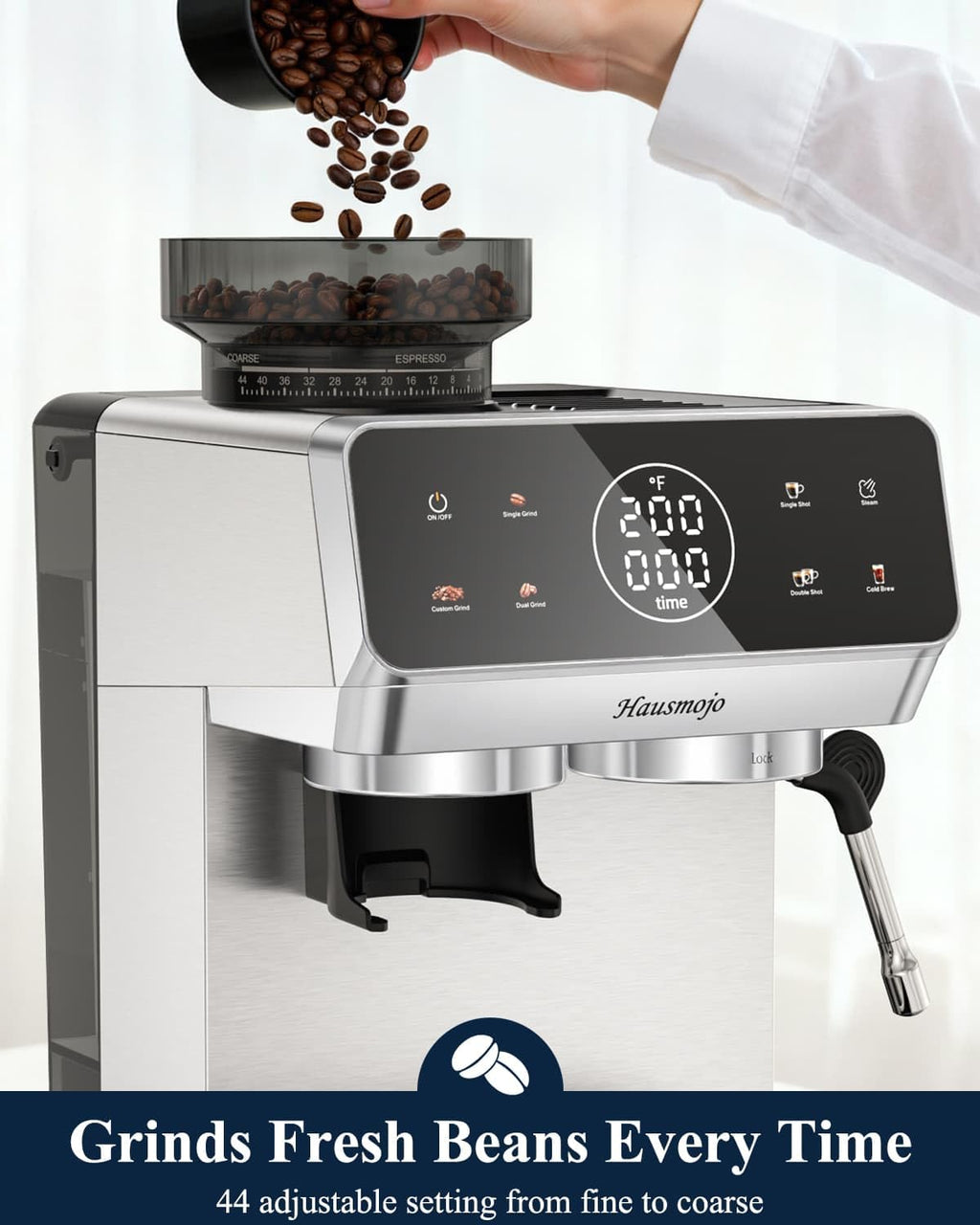 Espresso Machine with Burr Grinder and Steam Wand E64705