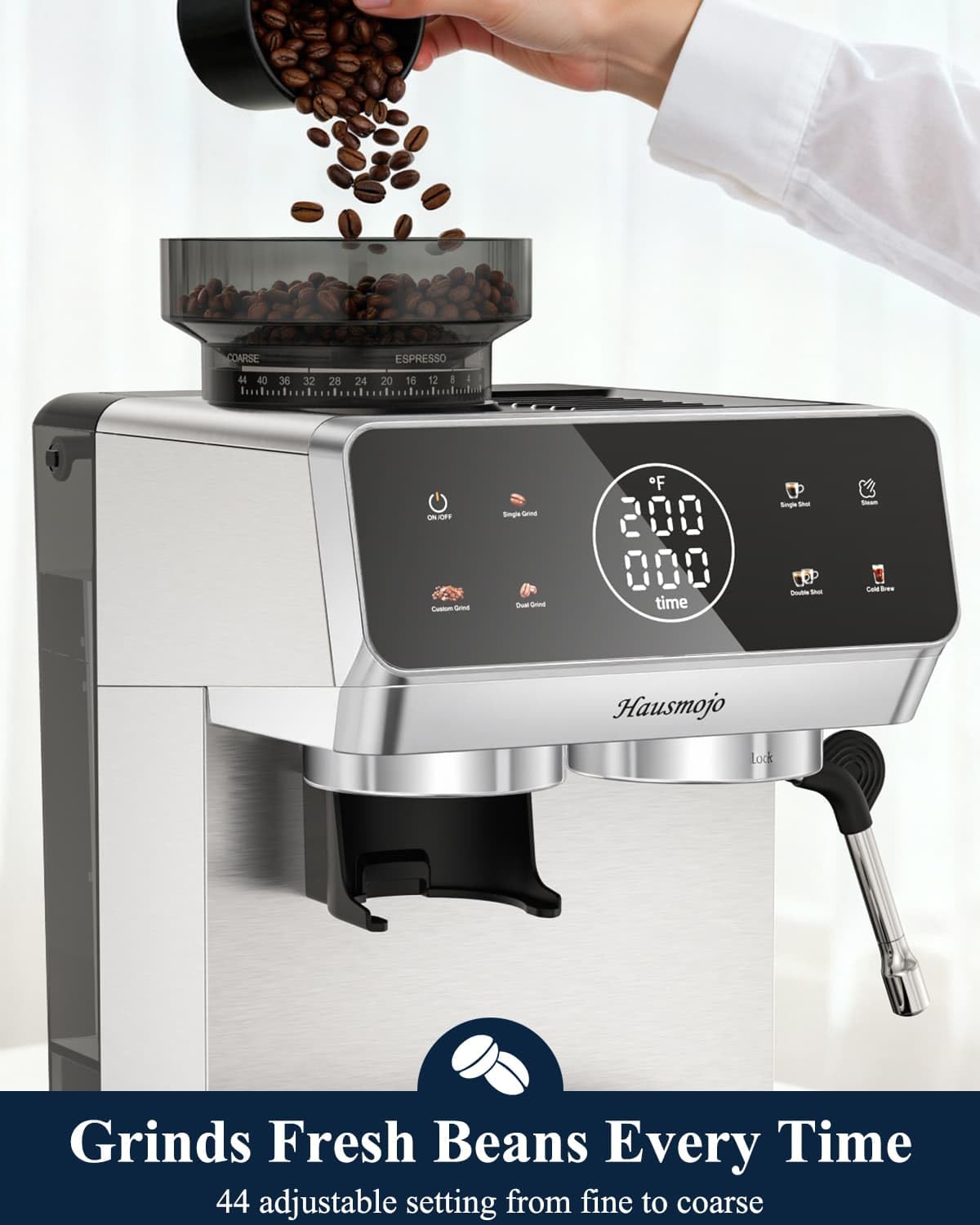 Espresso Machine with Burr Grinder and Steam Wand E64705