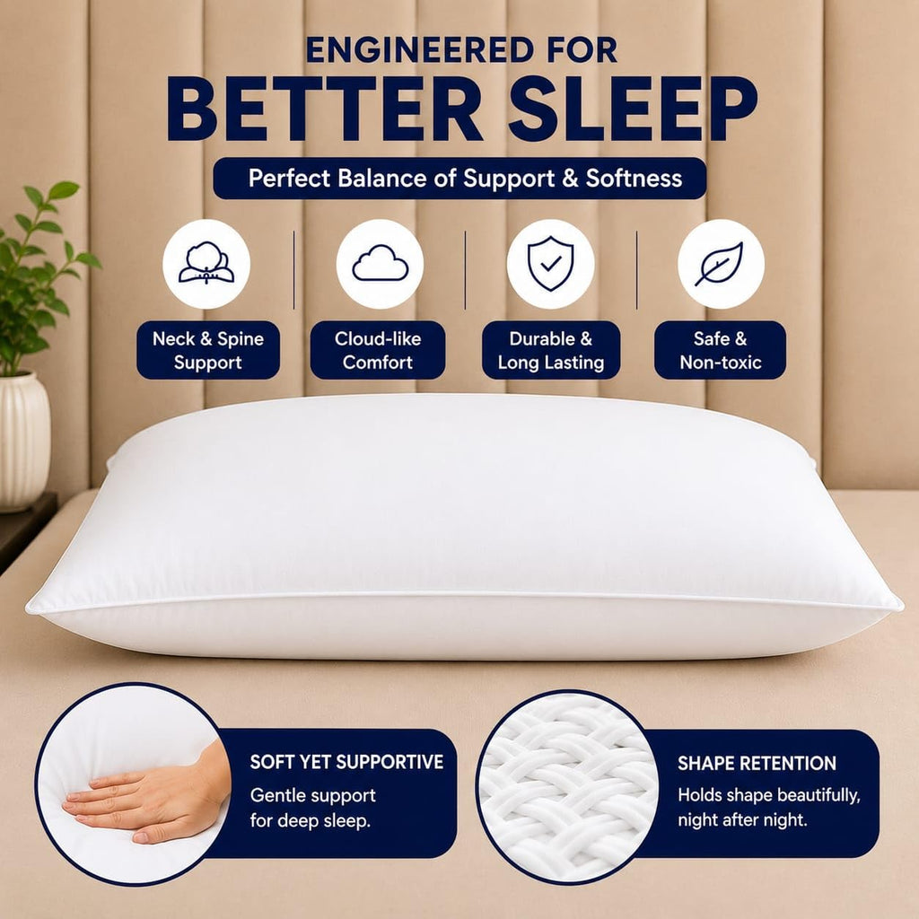 King Size White Microfiber Bed Pillows Set of 2 Q9809