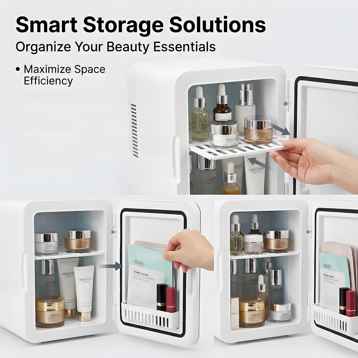 4L Portable Mini Skincare Refrigerator with Dimmable LED Mirror A140531