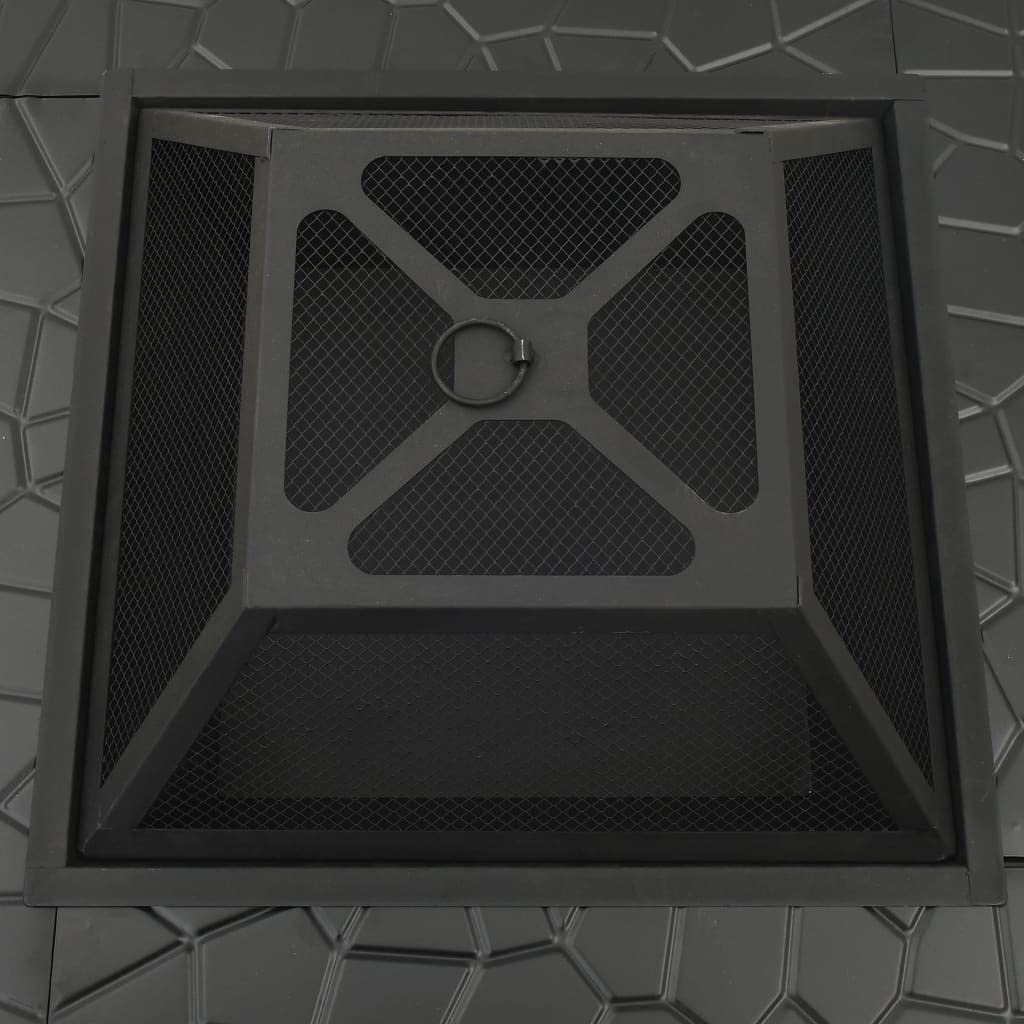 32 Inch Black Steel Square Outdoor Fire Pit G6153