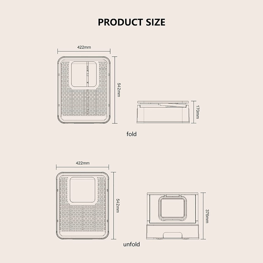 Foldable Large Top Entry Anti-Splashing Cat Litter Box with Lid and Scoop B3029