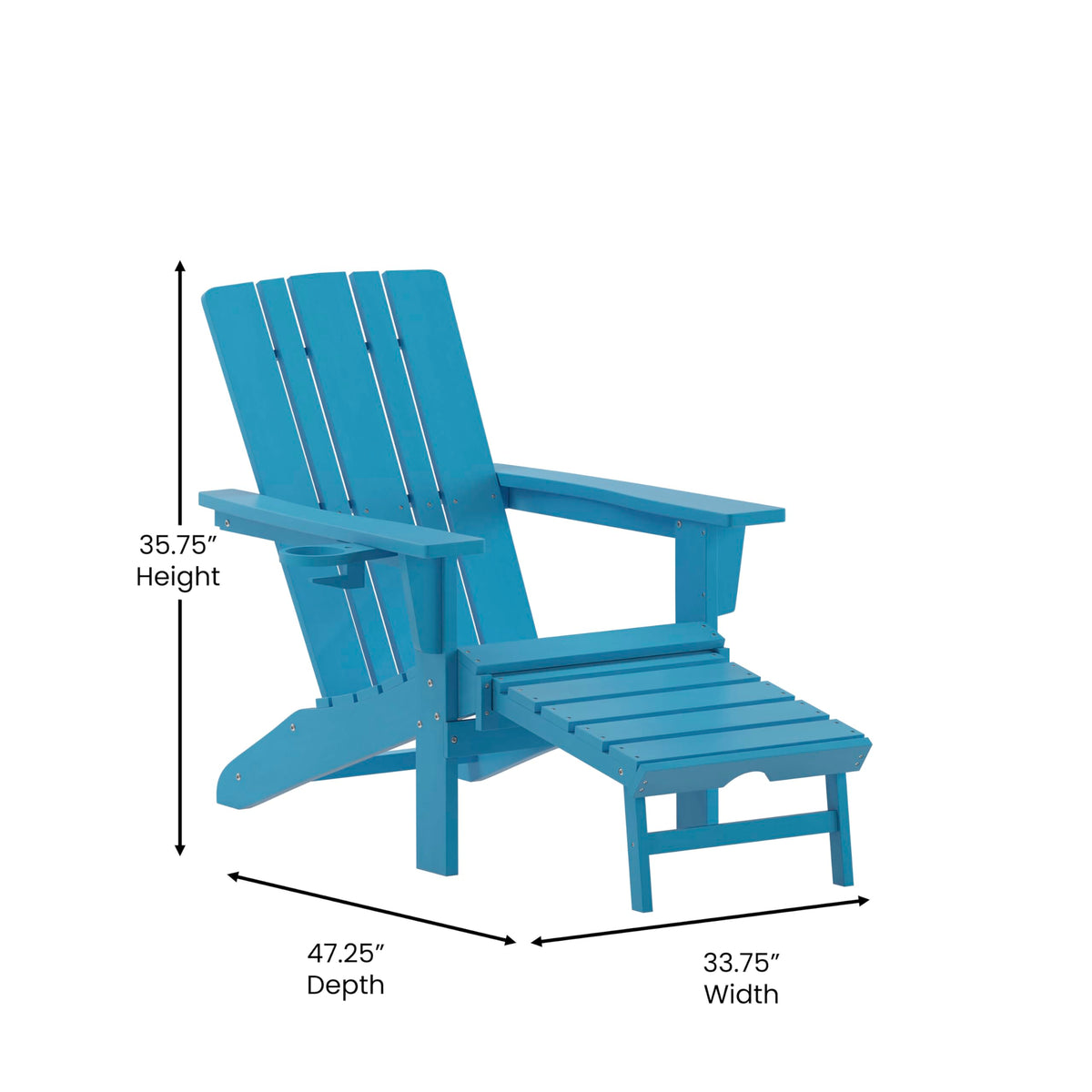Blue Adirondack Lounge Chair with Ottoman B600