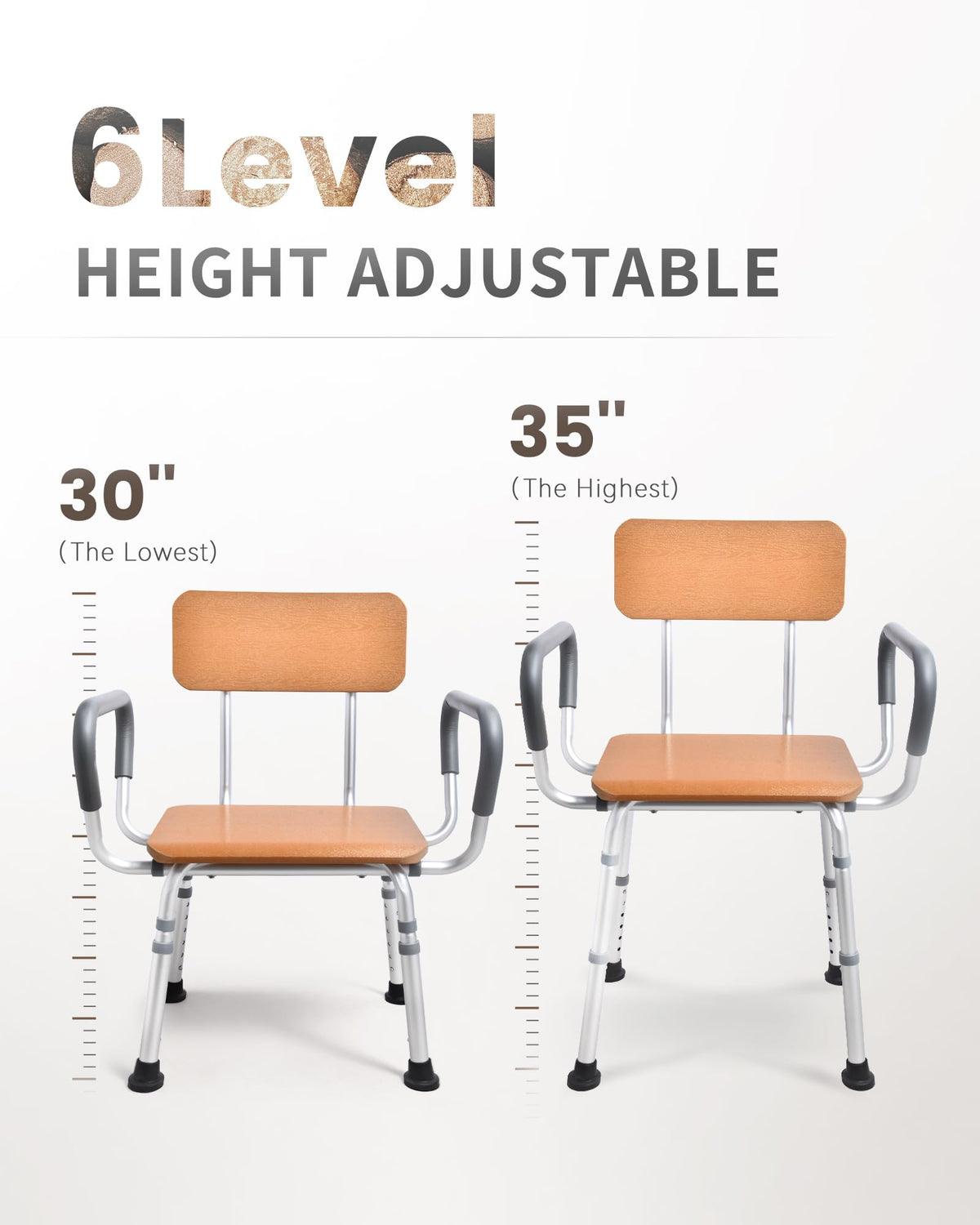 Height Adjustable Shower Chair with Arms and Back H297187