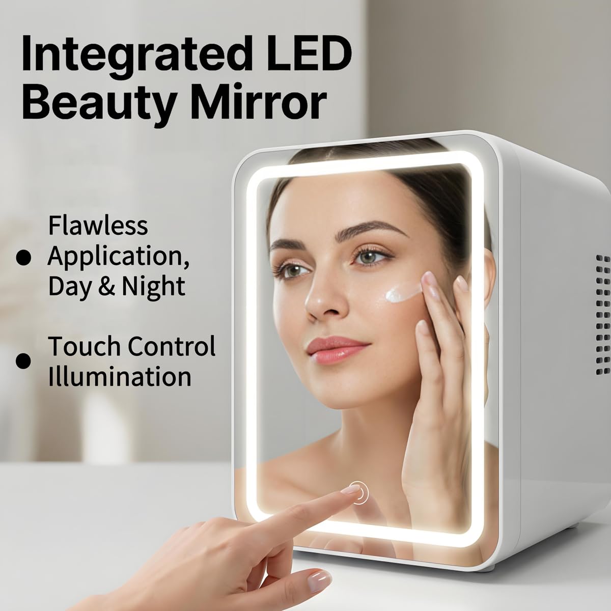 4L Portable Mini Skincare Refrigerator with Dimmable LED Mirror A140531