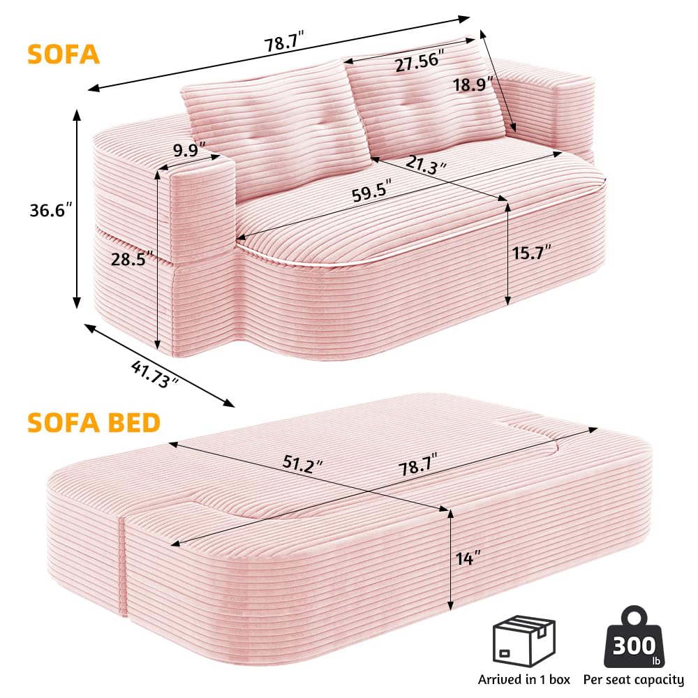 King Size Corduroy Futon Sofa Bed O896379