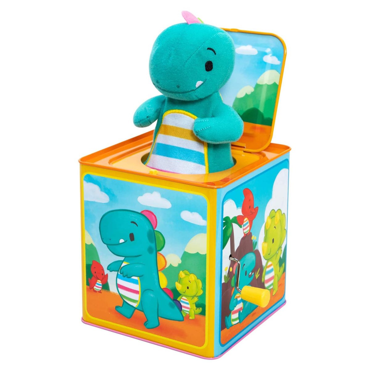 Baby Dino Jack in The Box Tin Musical Popping Toy R555373