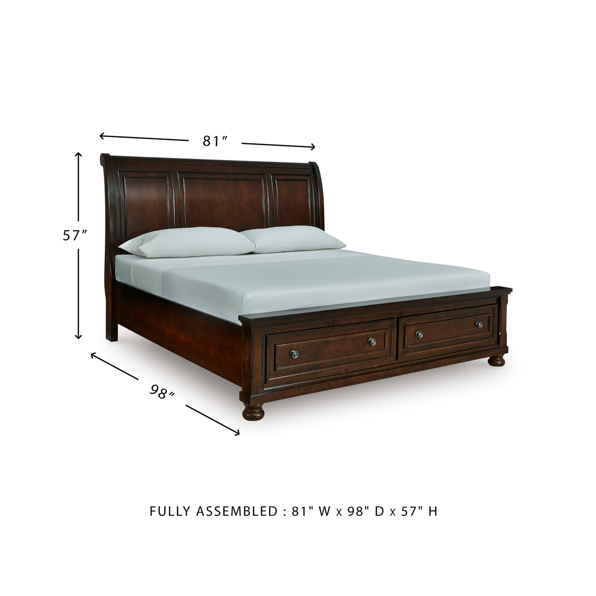 Cal King Sleigh Bed Frame with Storage A846782