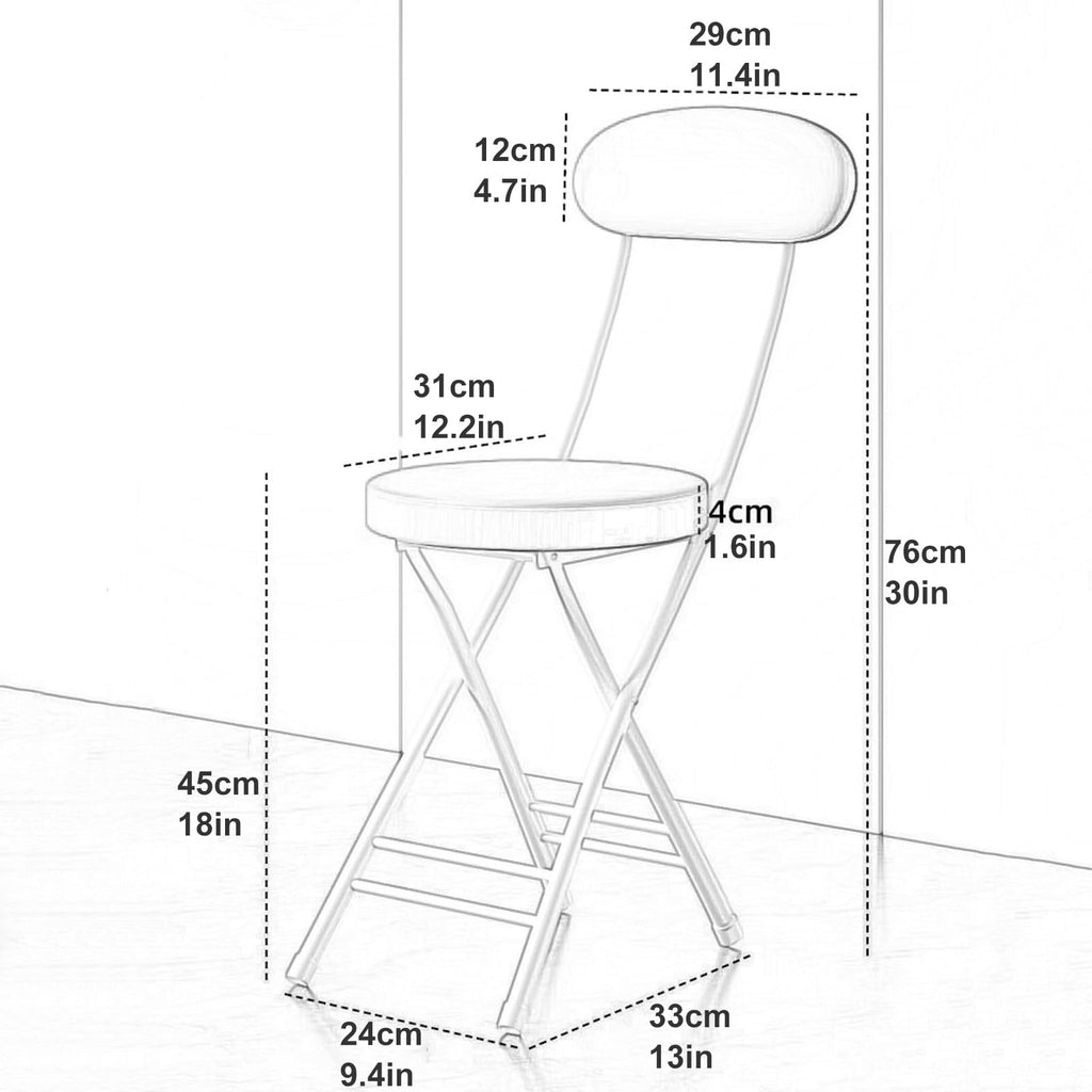 Black 18in PU Padded Foldable Counter Height Stool C715