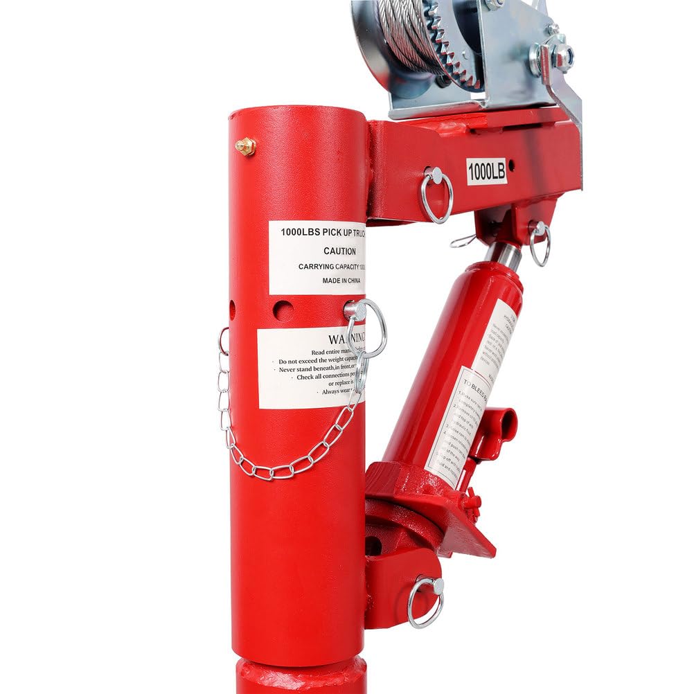 Pickup Truck Crane with Manual Winch, 1000 lb Capacity, Adjustable Boom, 360° Swivel Base, Heavy Duty Steel H787563