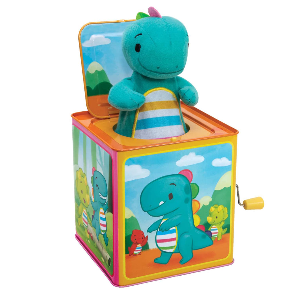 Baby Dino Jack in The Box Tin Musical Popping Toy R555373