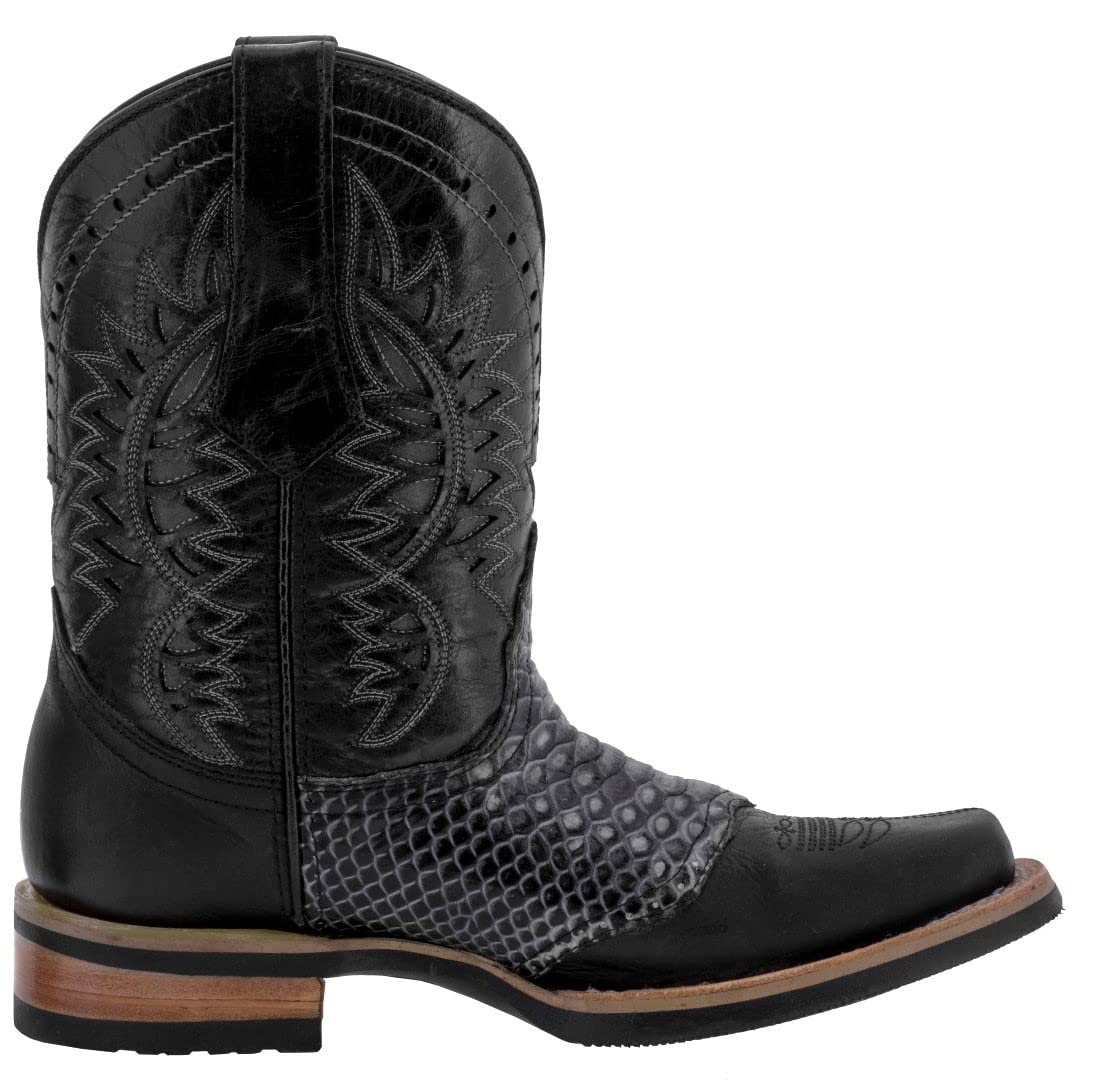 Black Leather Cowboy Boots J915556