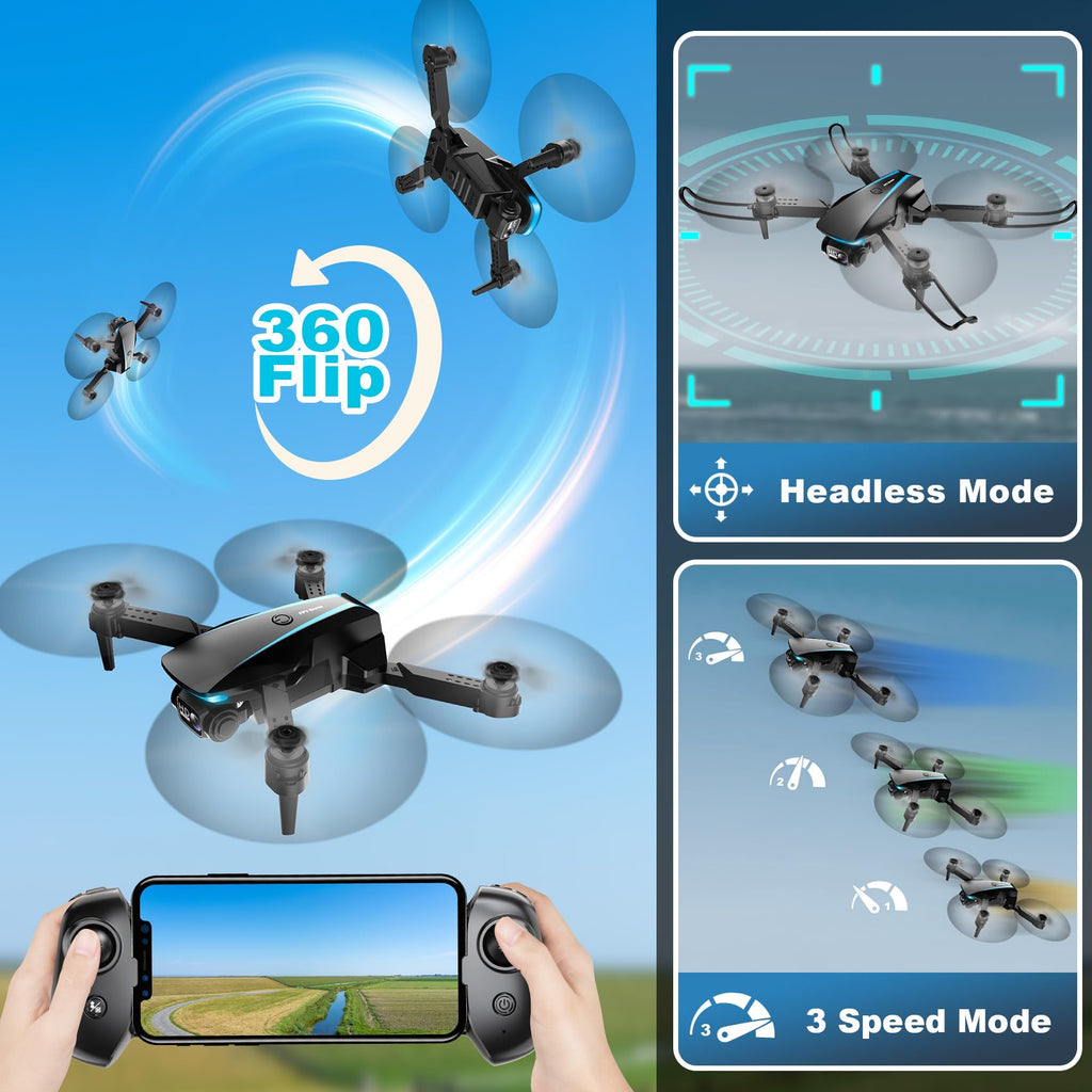 1080P HD Foldable Drone with Camera, 2 Batteries, Carrying Case K778184