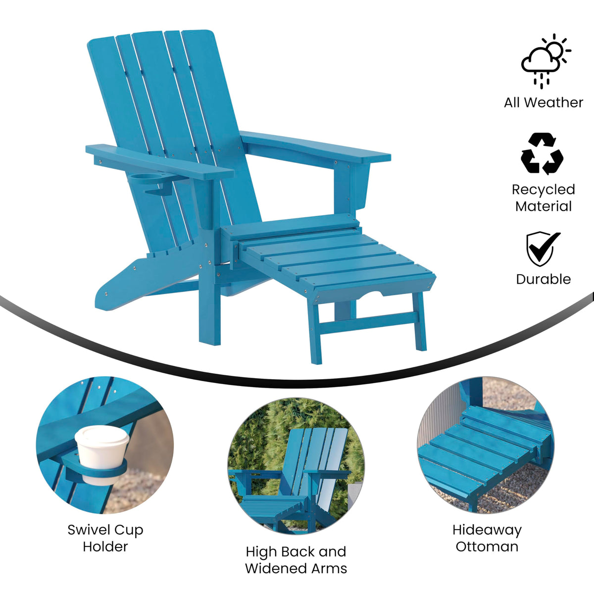 Blue Adirondack Lounge Chair with Ottoman B600
