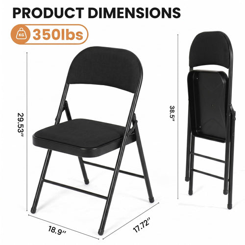 10 Pack Black Padded Folding Chairs O224
