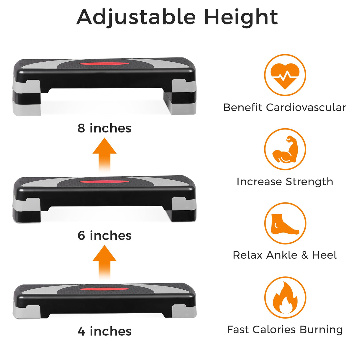 31" Adjustable Aerobic Step Platform with 4 Stackable Risers E7012