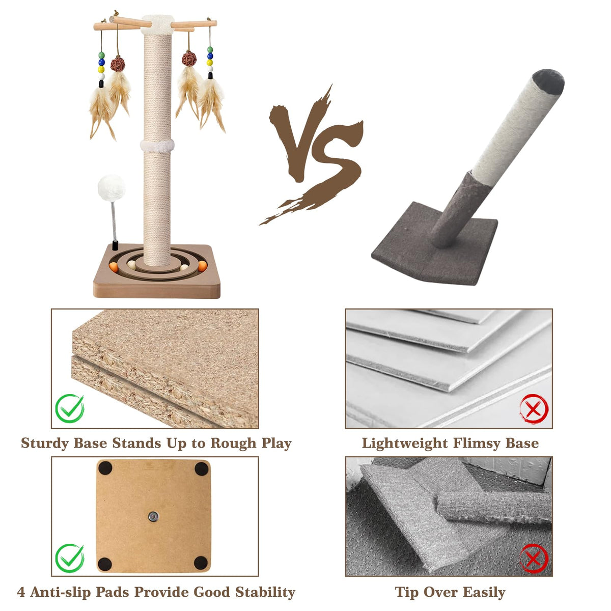 Sisal Cat Scratching Post with Toys P95644