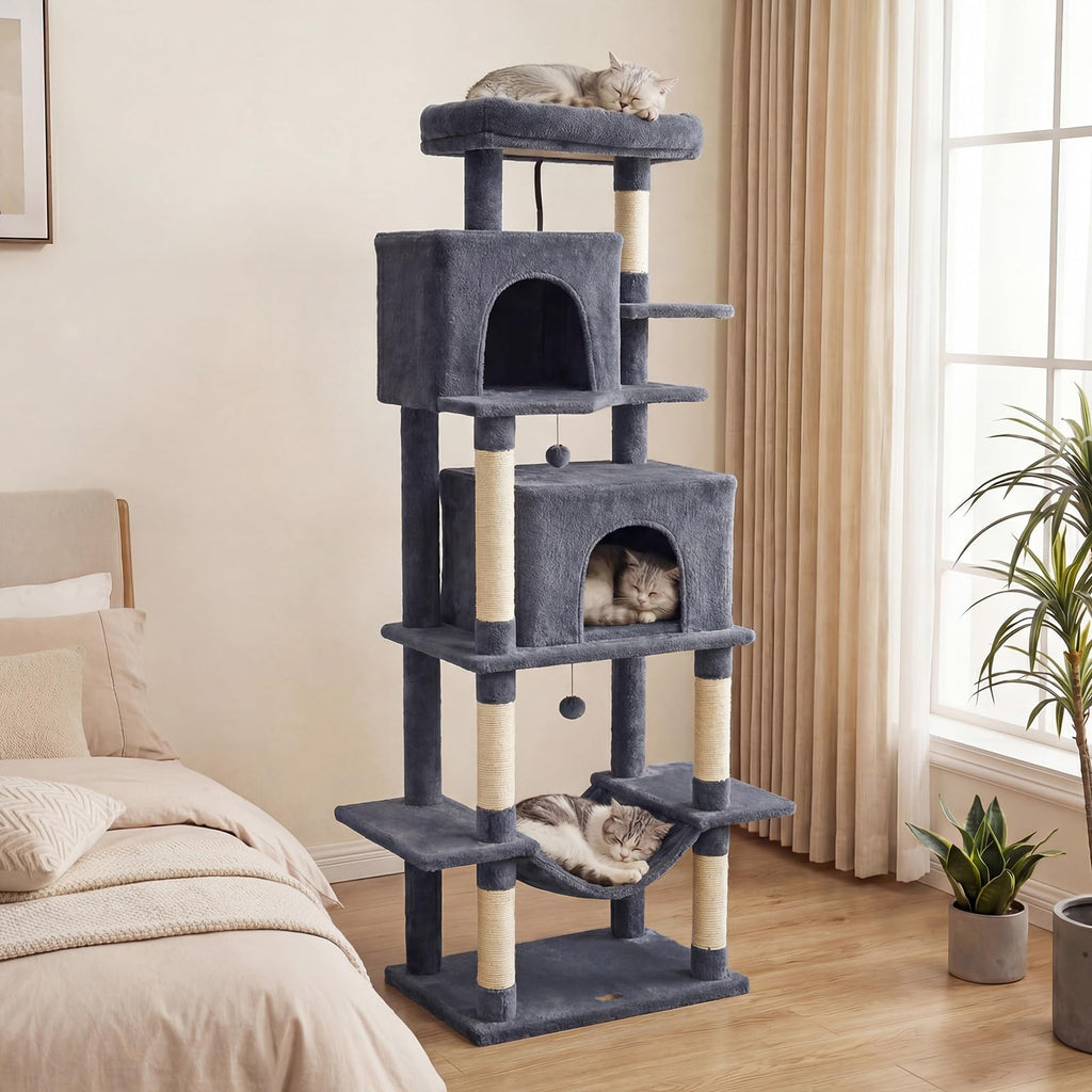 70-inch Multi-Level Cat Tree with Condos and Hammock K8668