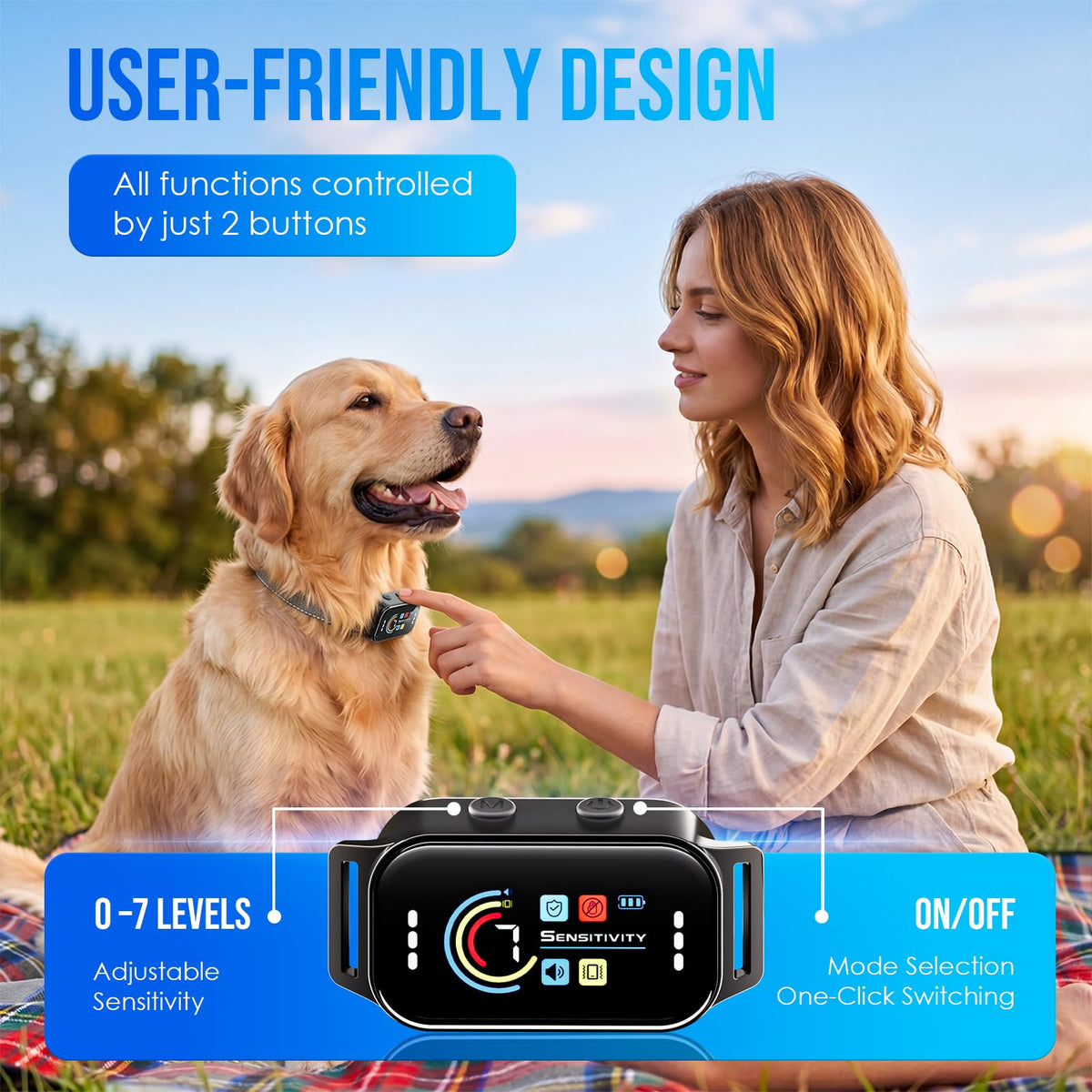 Dog Bark Collar 2 Pack, 7 Sensitivity Levels, 5 Training Modes I940