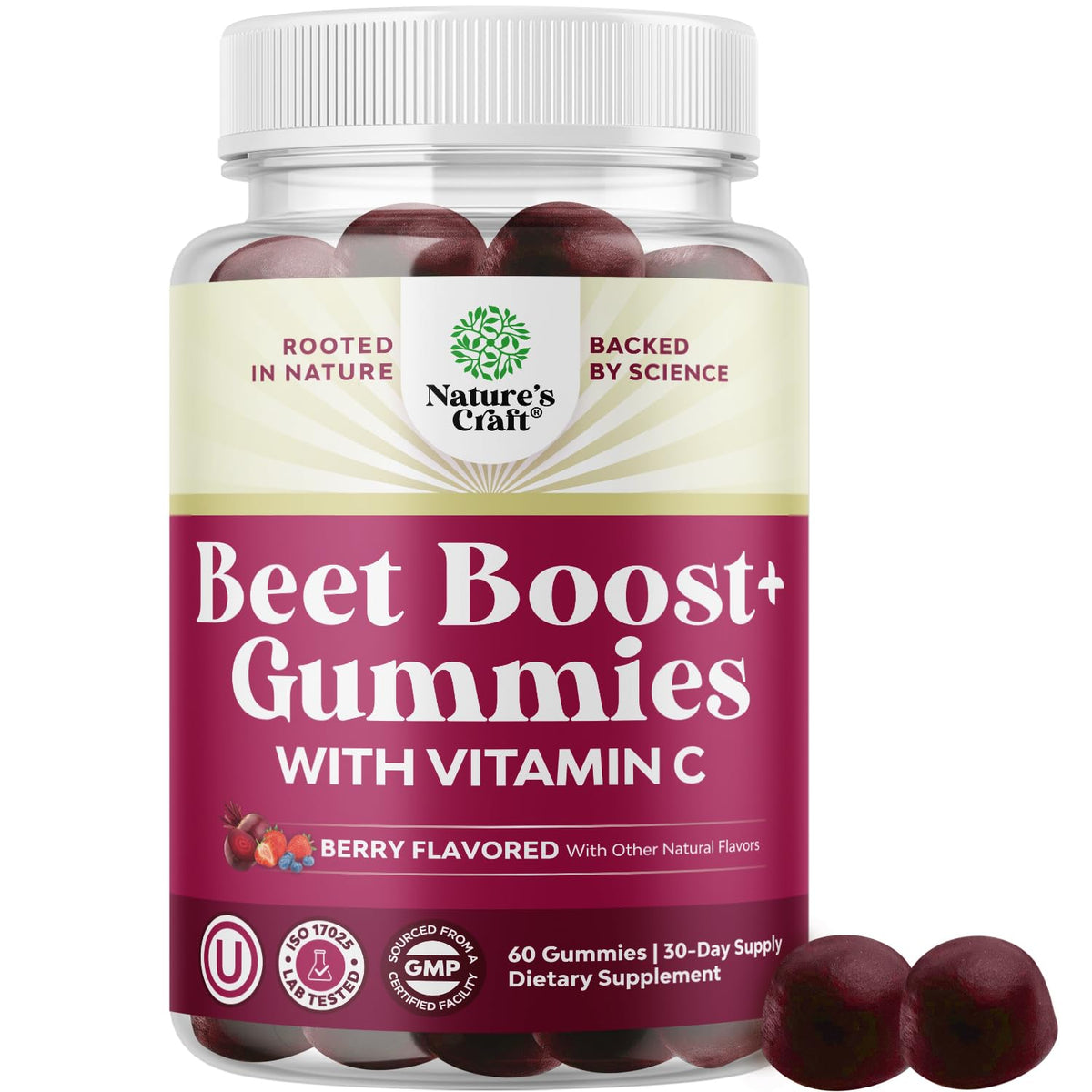 Beet Root Gummies with Vitamin C 60 Ct W233