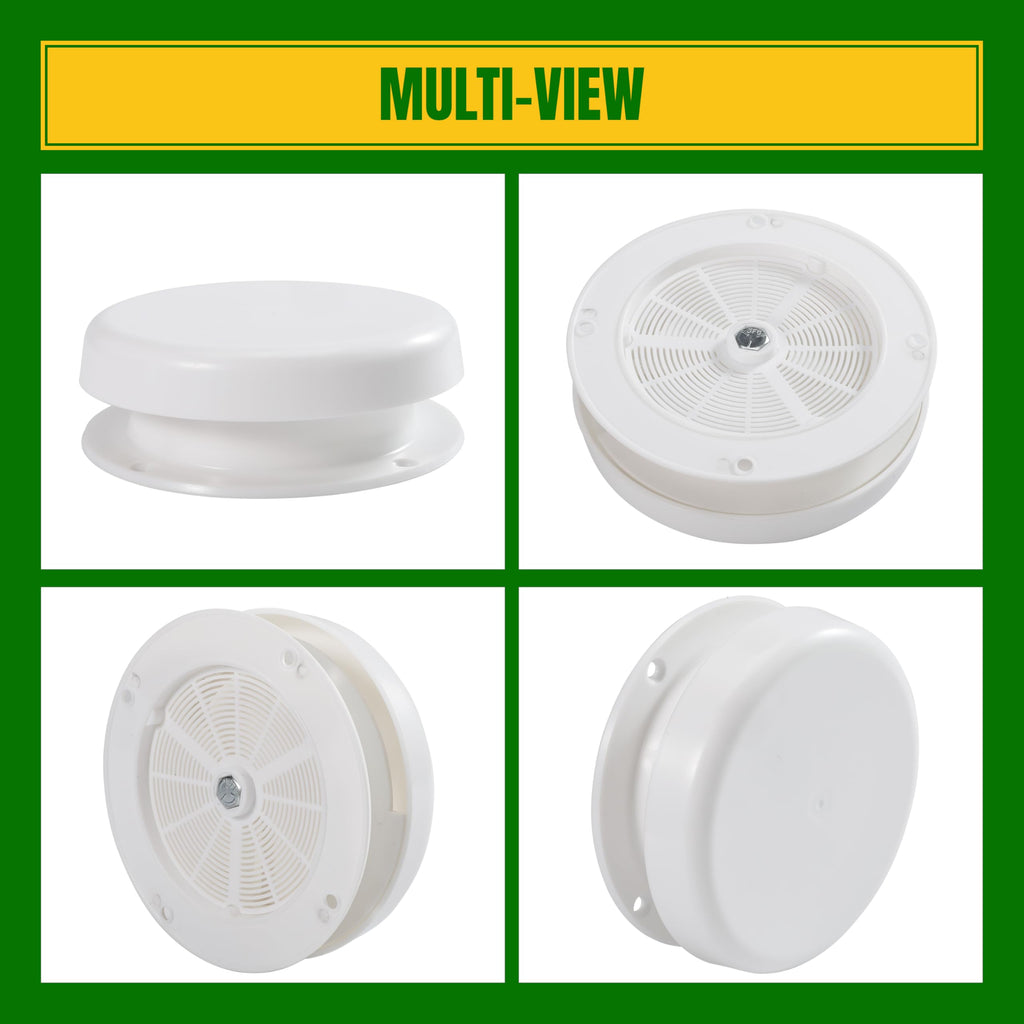 White RV Roof Mushroom Vent with Water Cover Guard Cap E456