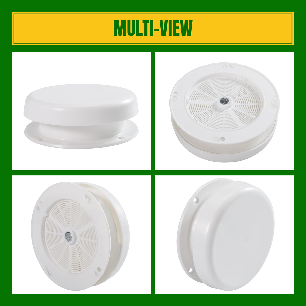 White RV Roof Mushroom Vent with Water Cover Guard Cap E456