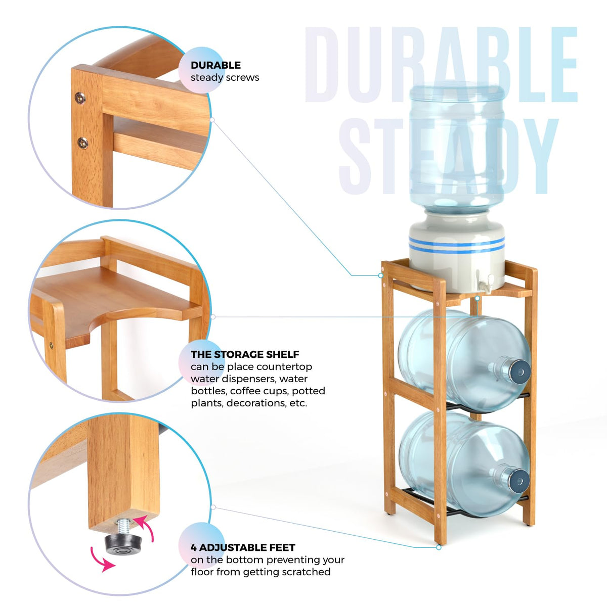 5 Gallon Water Jug Holder with Top Shelves T603362