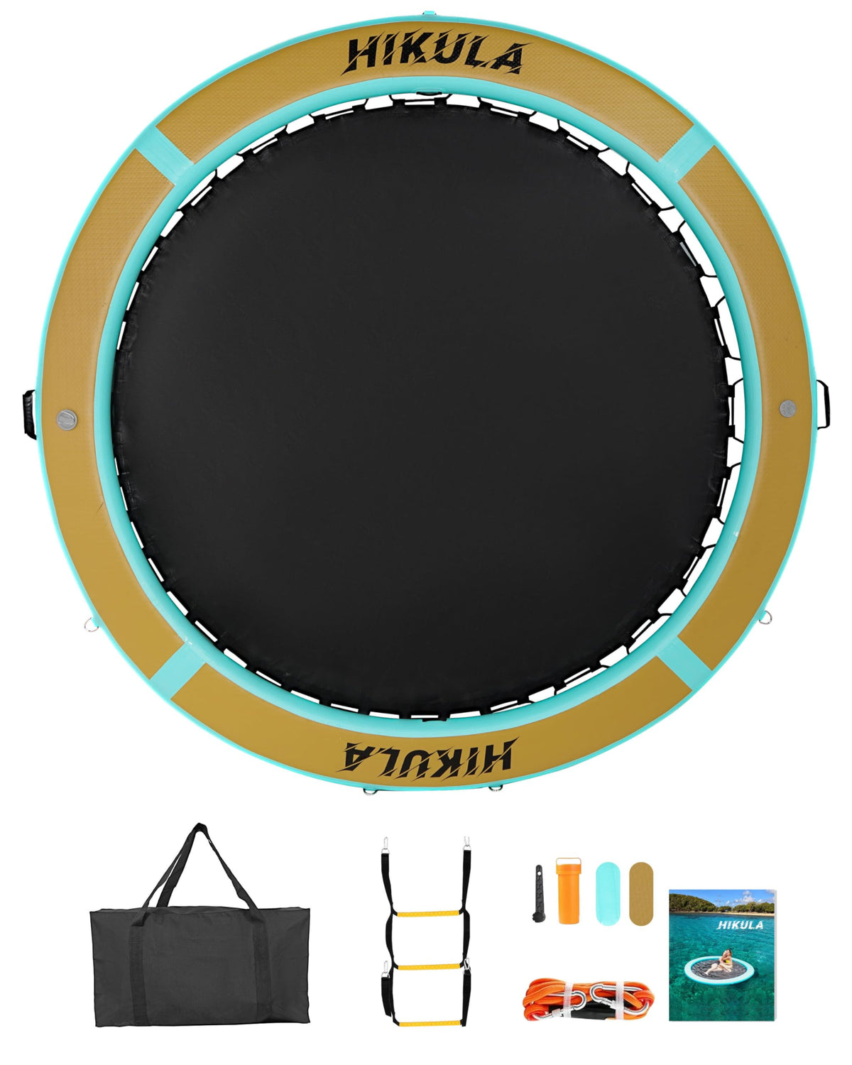Inflatable Round Floating Ring Water Hammock Dock with Water Ladder and Cup Holder T715