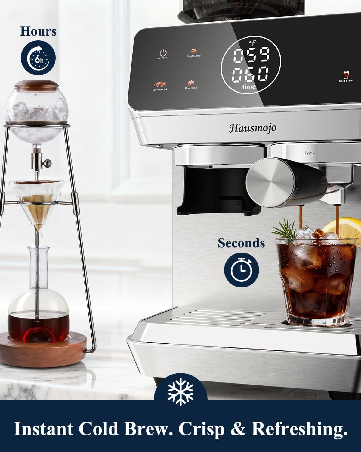 Espresso Machine with Burr Grinder and Steam Wand E64705