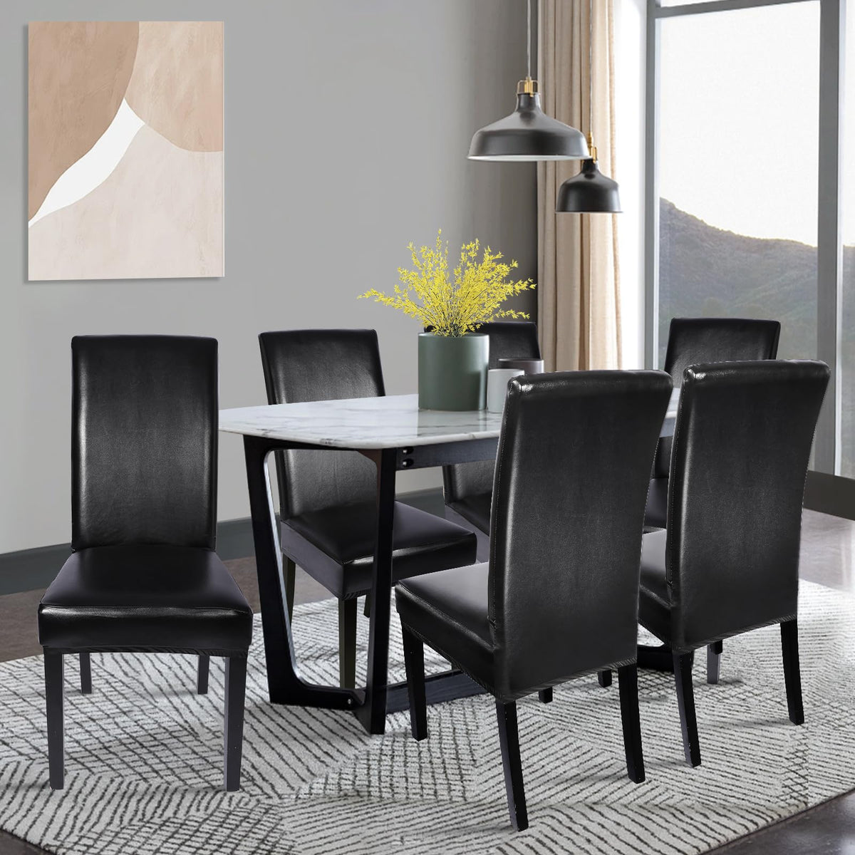 Waterproof PU Leather Dining Chair Covers Set of 6 N102851