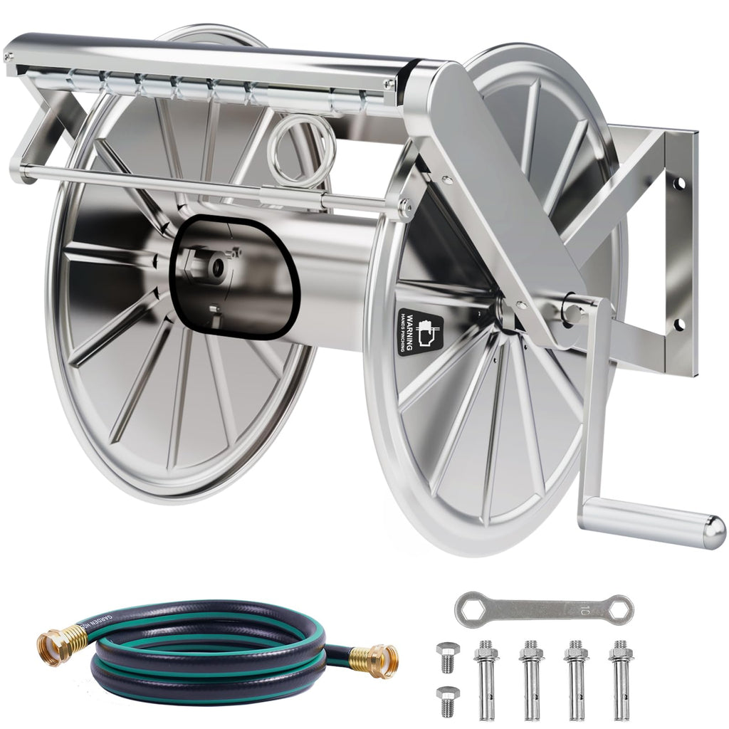 Stainless Steel Wall Mount Garden Hose Reel M1497